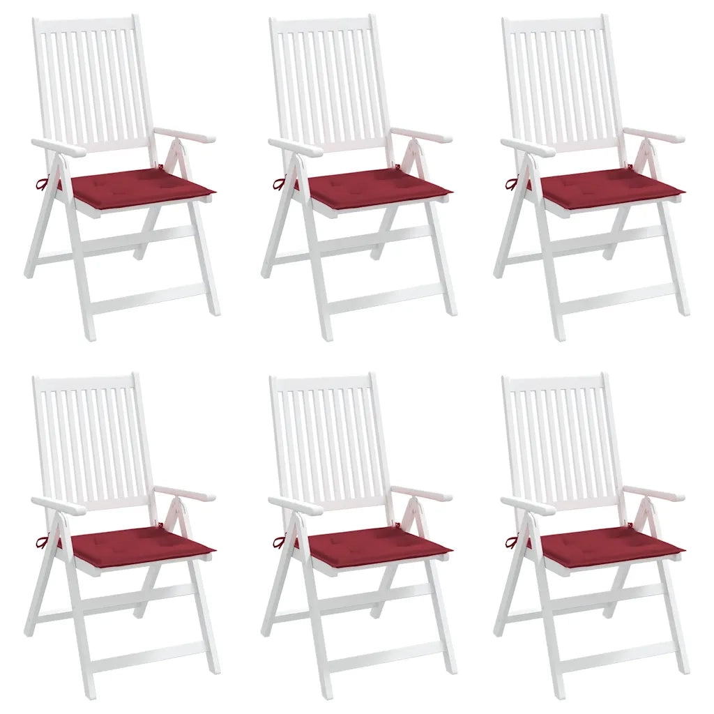 Cuscini per Sedia 6 pz Rosso Vino 40x40x4 cm in Tessuto Oxford 314022