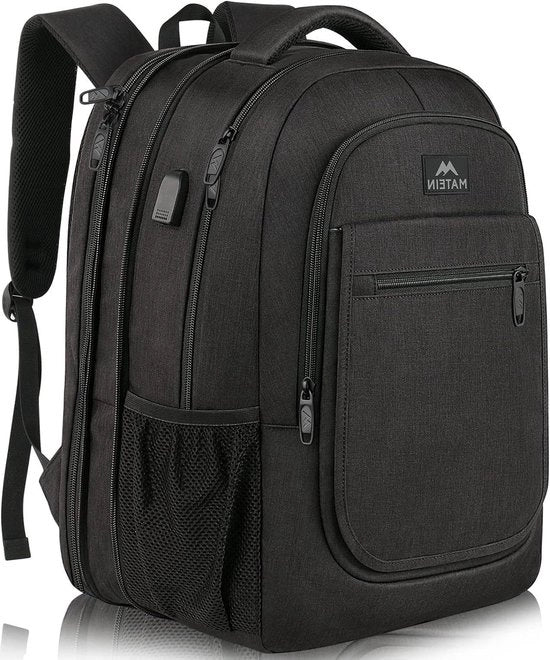 Borsa da viaggio con slot TSA, porta USB e compartimento laptop per 17,3 pollici - Borsa impermeabile anti-furto per scuola e università