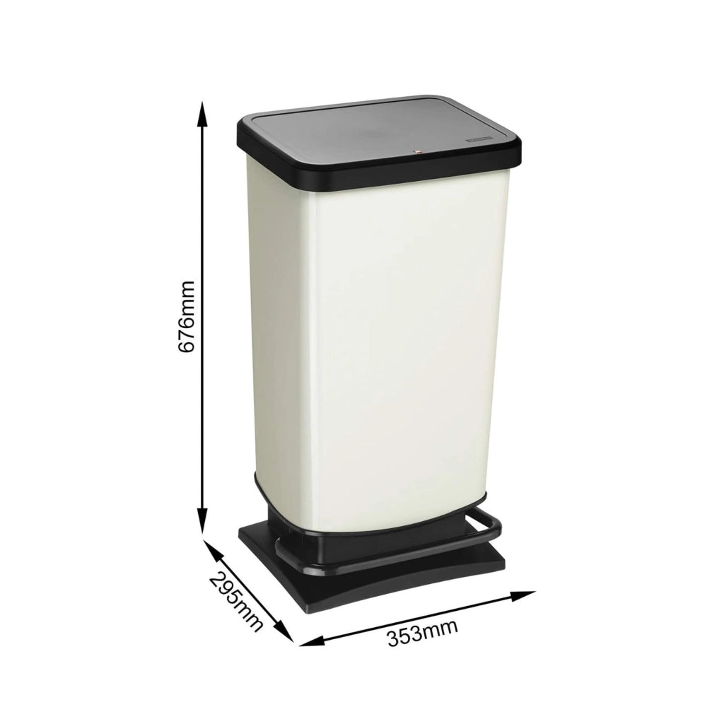 Rotho Paso Pattumiera 40l con Pedale e Coperchio, Plastica PP senza BPA, colore Bianco, 35.3 x 29.5 x 67.6 cm