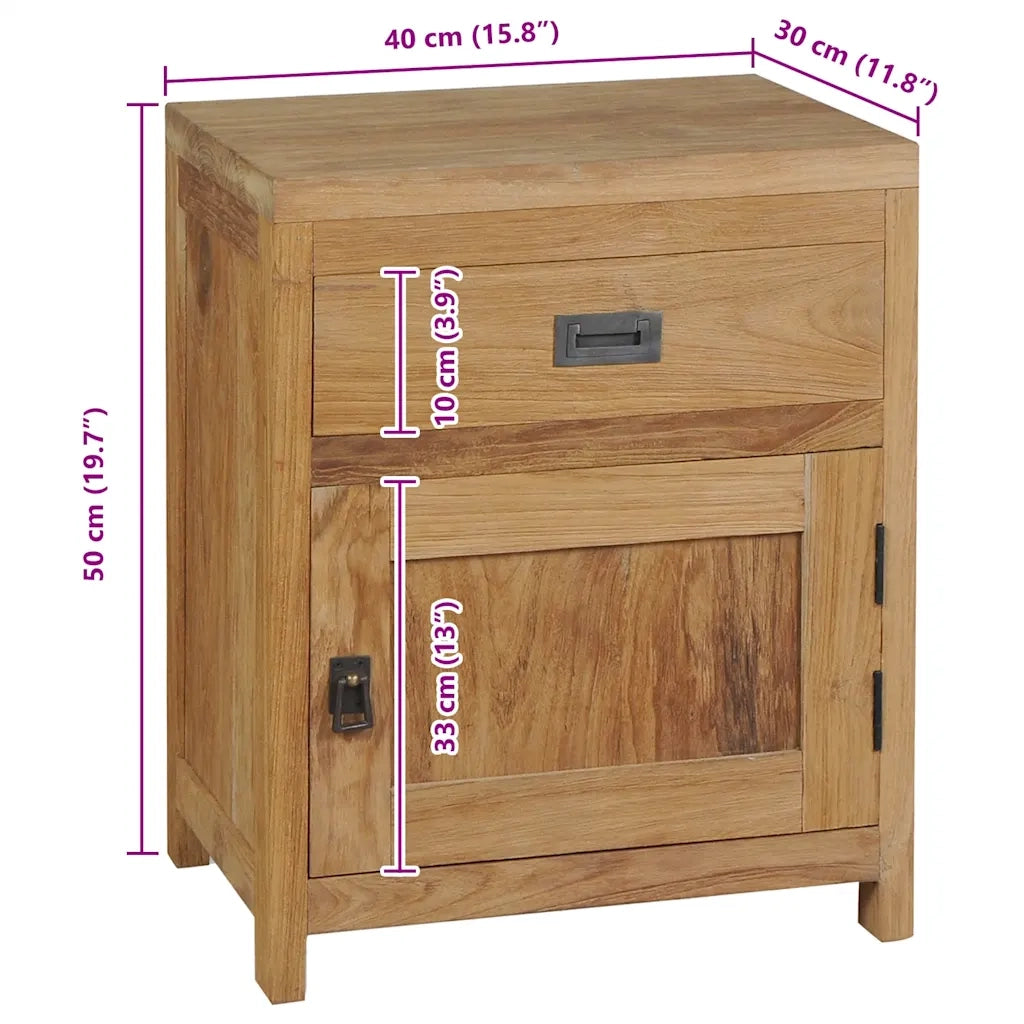 Comodino in Legno Massello di Teak 40x30x50 cm cod mxl 31070