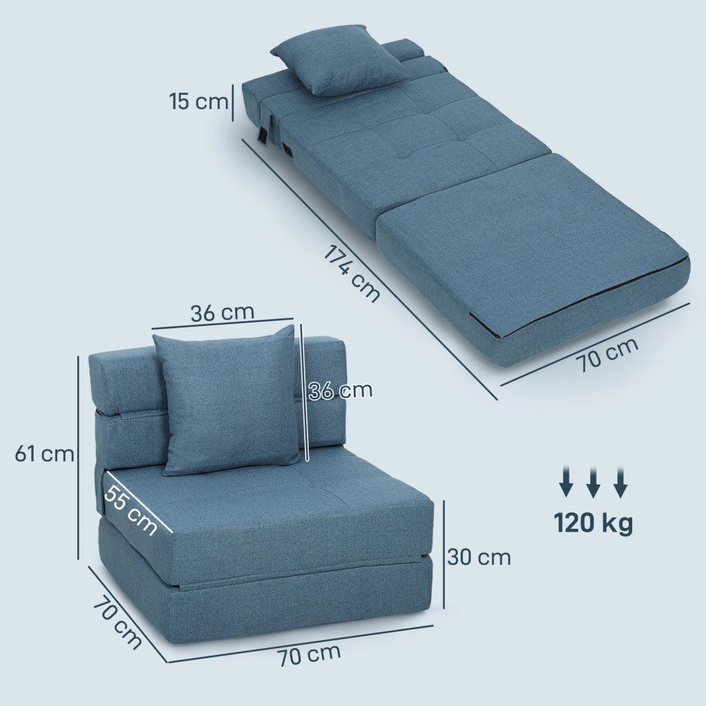 Poltrona letto convertibile 1 posto ¨C Xylo ¨C tessuto blu scuro con cuscino