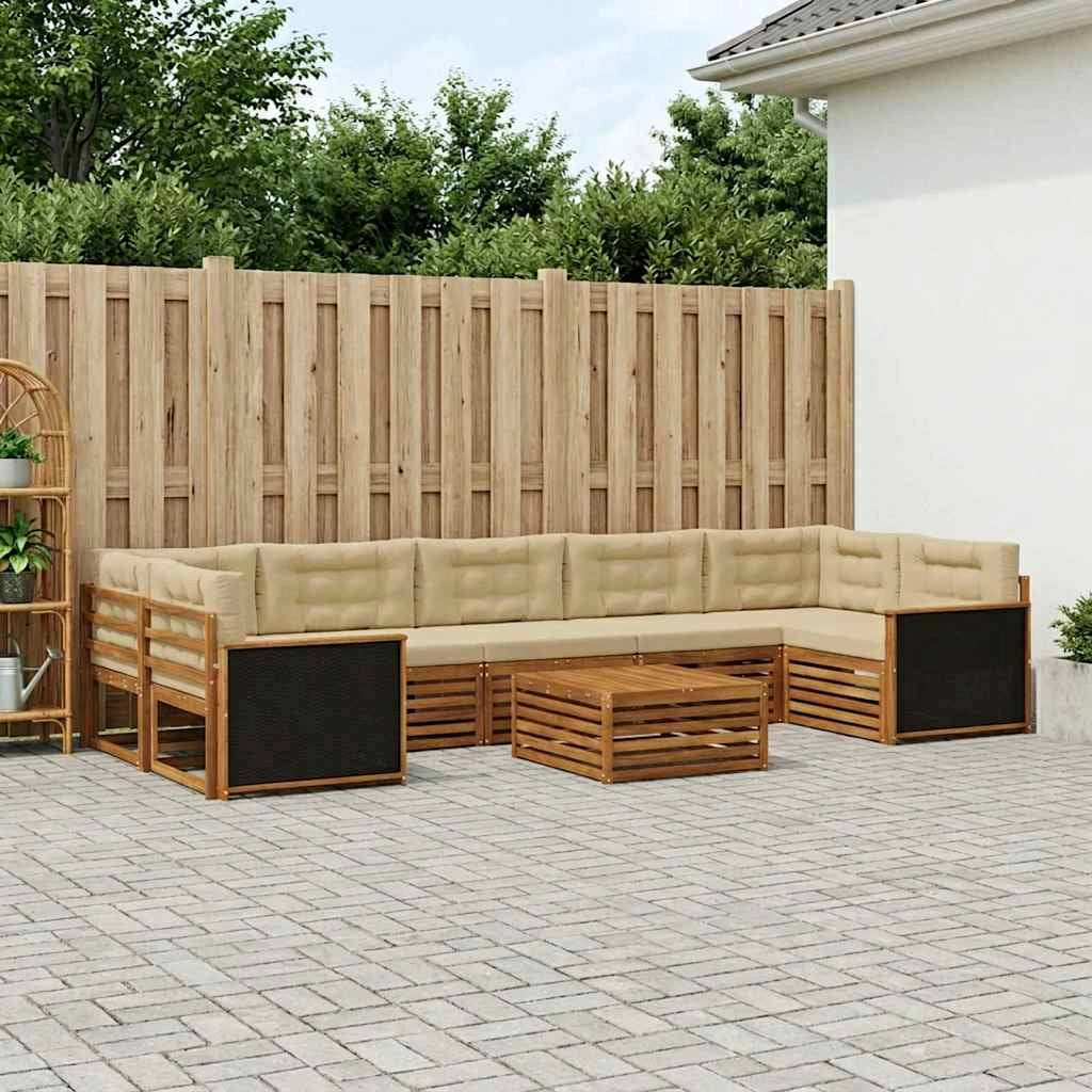 Set di divani da esterno 8 pz Naturale e Beige 3383136