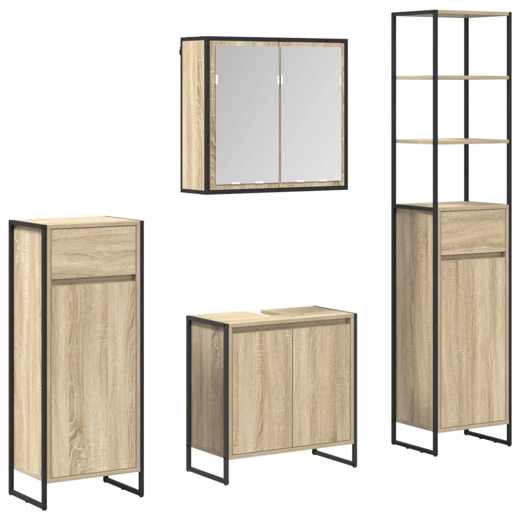Set di mobili per il Bagno | Armadio da bagno Rovere Sonoma Legno multistrato