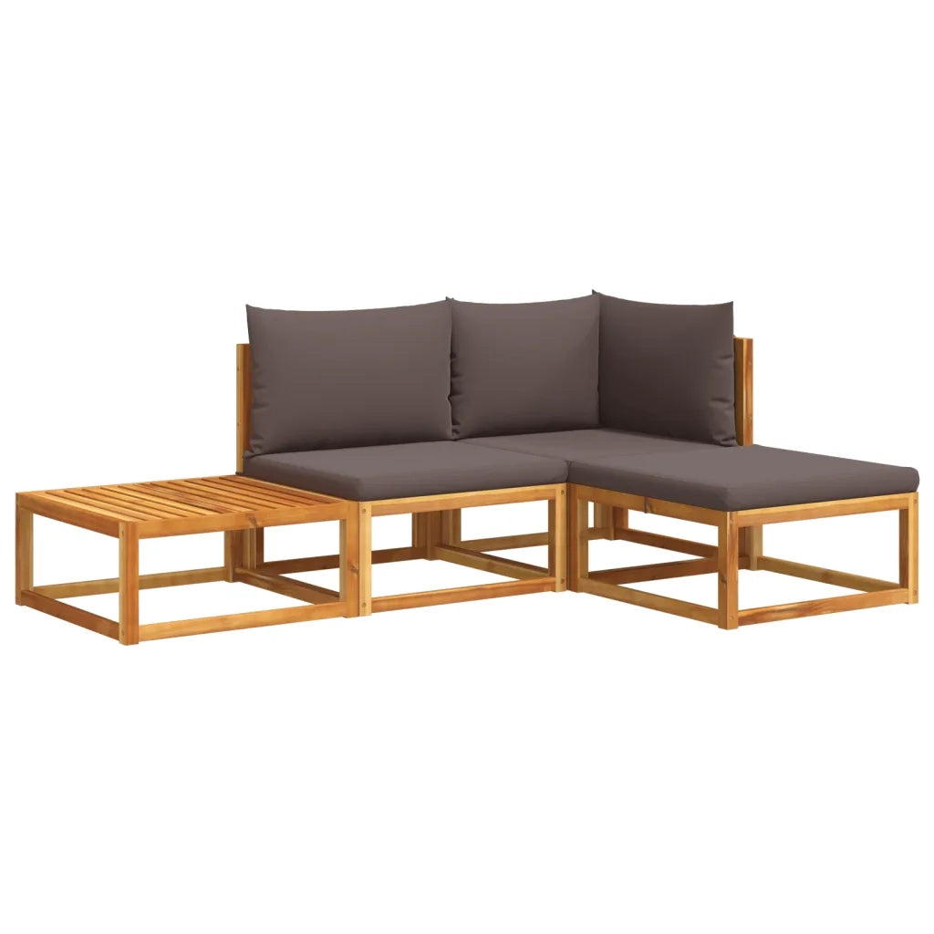 vidaXL Set di divani da giardino 4 pezzi con cuscini in legno di acacia e corda