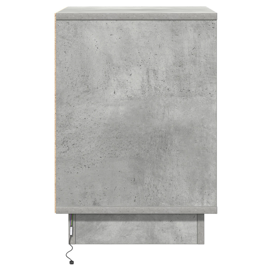Comodini con luci LED 2 pz Grigio cemento 39x34.5x50 cm