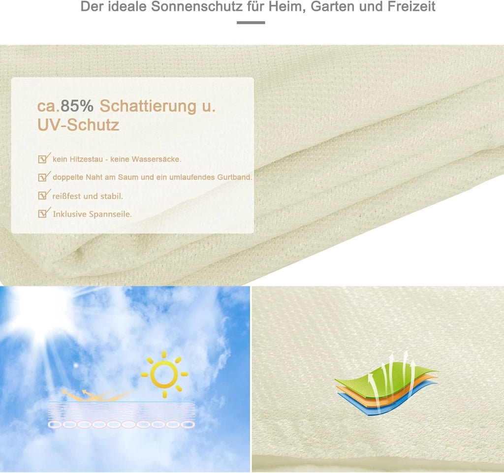 Tenda a Vela Ombreggiante Parasole Protezione HDPE Raggi UV 95% per Esterno Giardino per Esterno, Giardino e Terrazza, Piscina