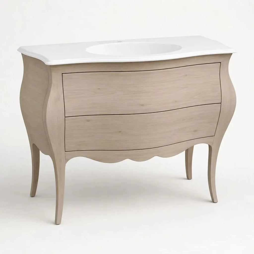 Mobile bagno bombato 2 cassetti grezzo  l.108 p.55 h.82 (3024) - Mobili 2G