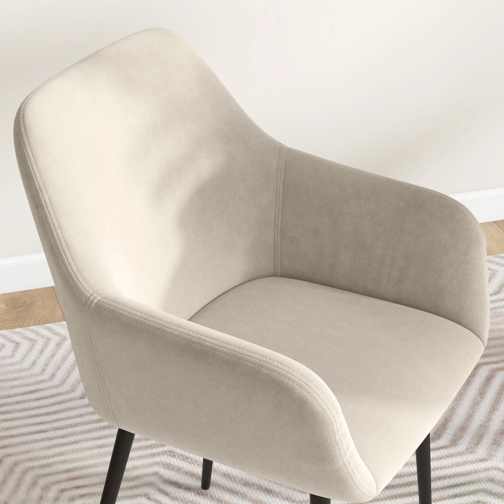 Set 2 Sedie Imbottite Stile Nordico 54x57x80 cm Tessuto Effetto Velluto Crema