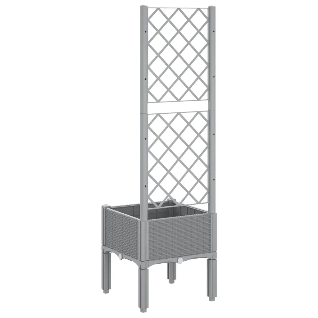 Fioriera | Cassetta per fiori | Vaso da Giardino con Graticcio Grigio Chiaro 40x40x142cm PP