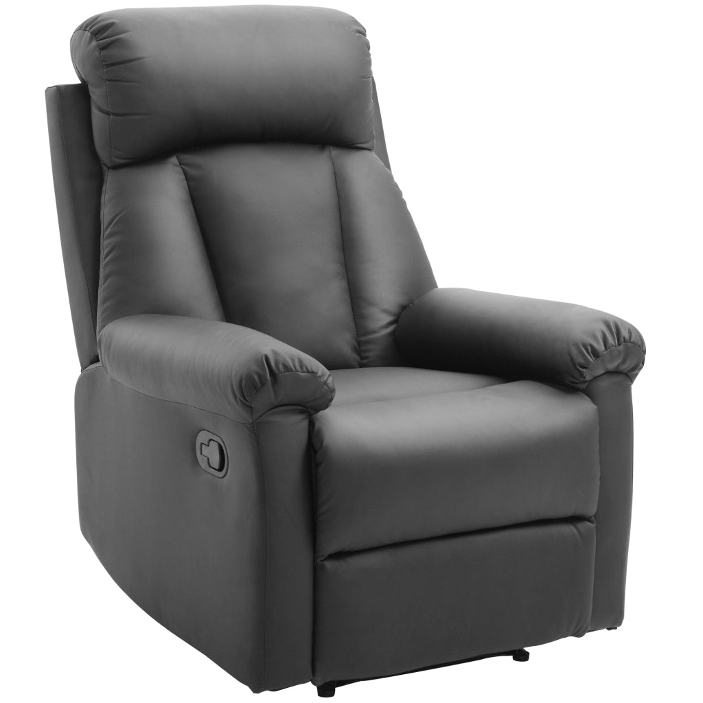 EasyComfort Poltrona Relax Reclinabile Imbottita Ergonomica con Poggiapiedi Pelle PU 80 x 97 x 107cm Nero