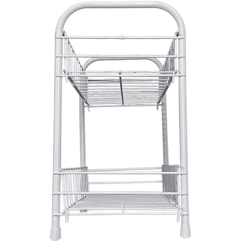 Trade Shop - Mobiletto In Metallo Porta Oggetti 2 Ripiani Bianco Scaffale Bagno 32x36cm 52530 -