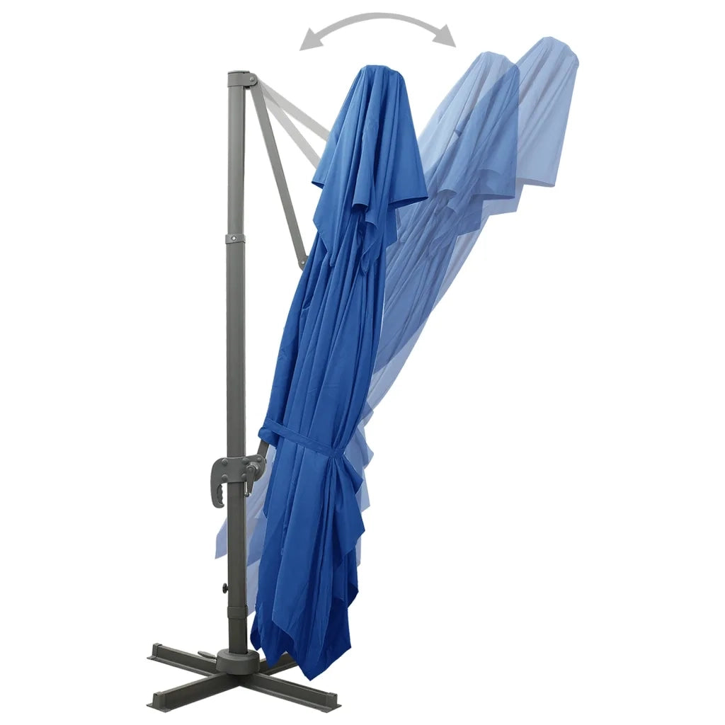 Ombrellone a Sbalzo con Doppia Copertura-Ombrello da giardino 400x300 cm Azzurro