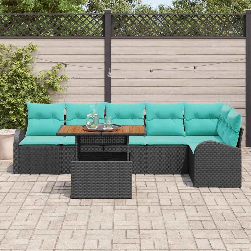 Set Divano da Giardino con archiviazione 7 pcs Nero Poly Rattan 3358335