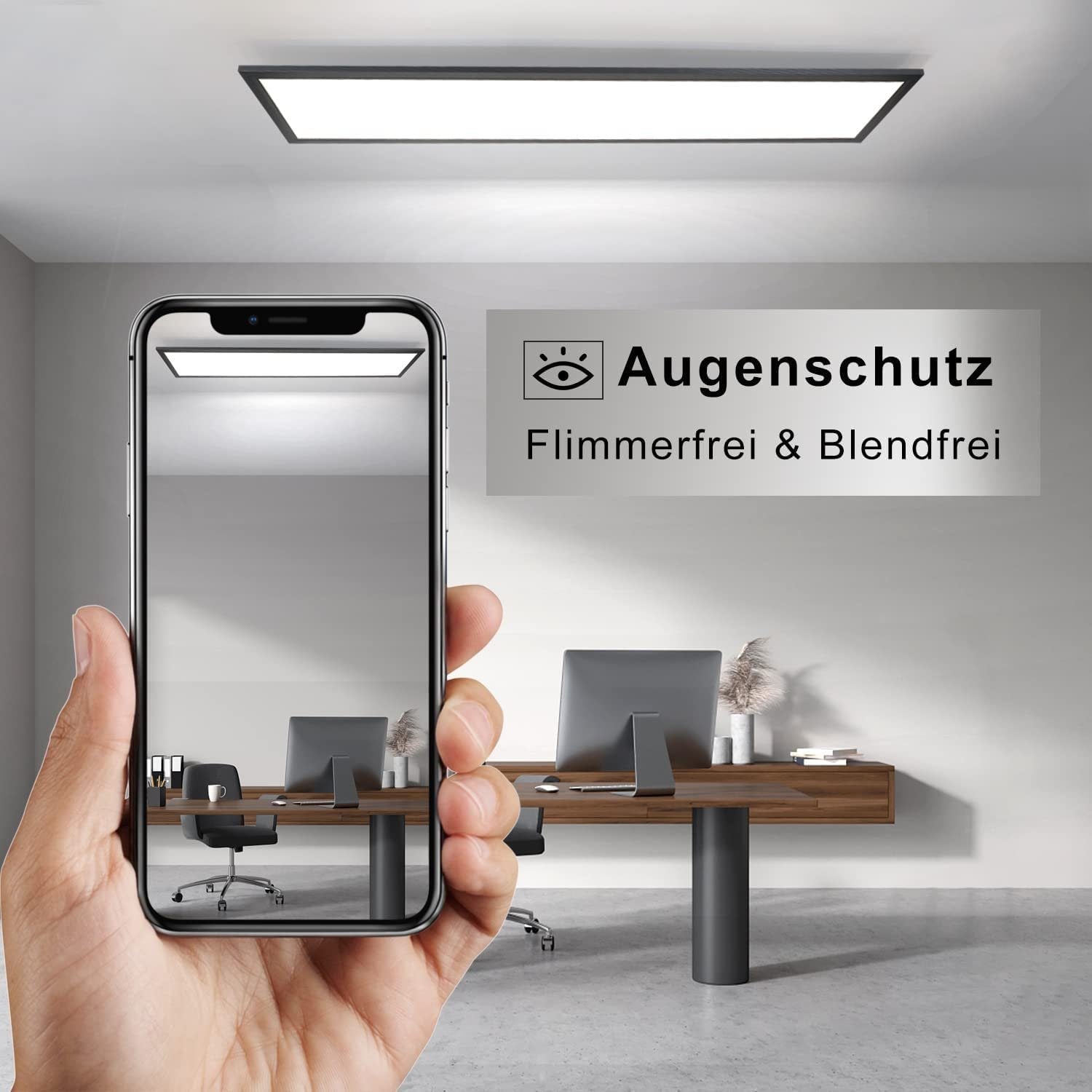 ZMH Lampada da soffitto plafoniera LED dimmerabile 120 cm telecomando