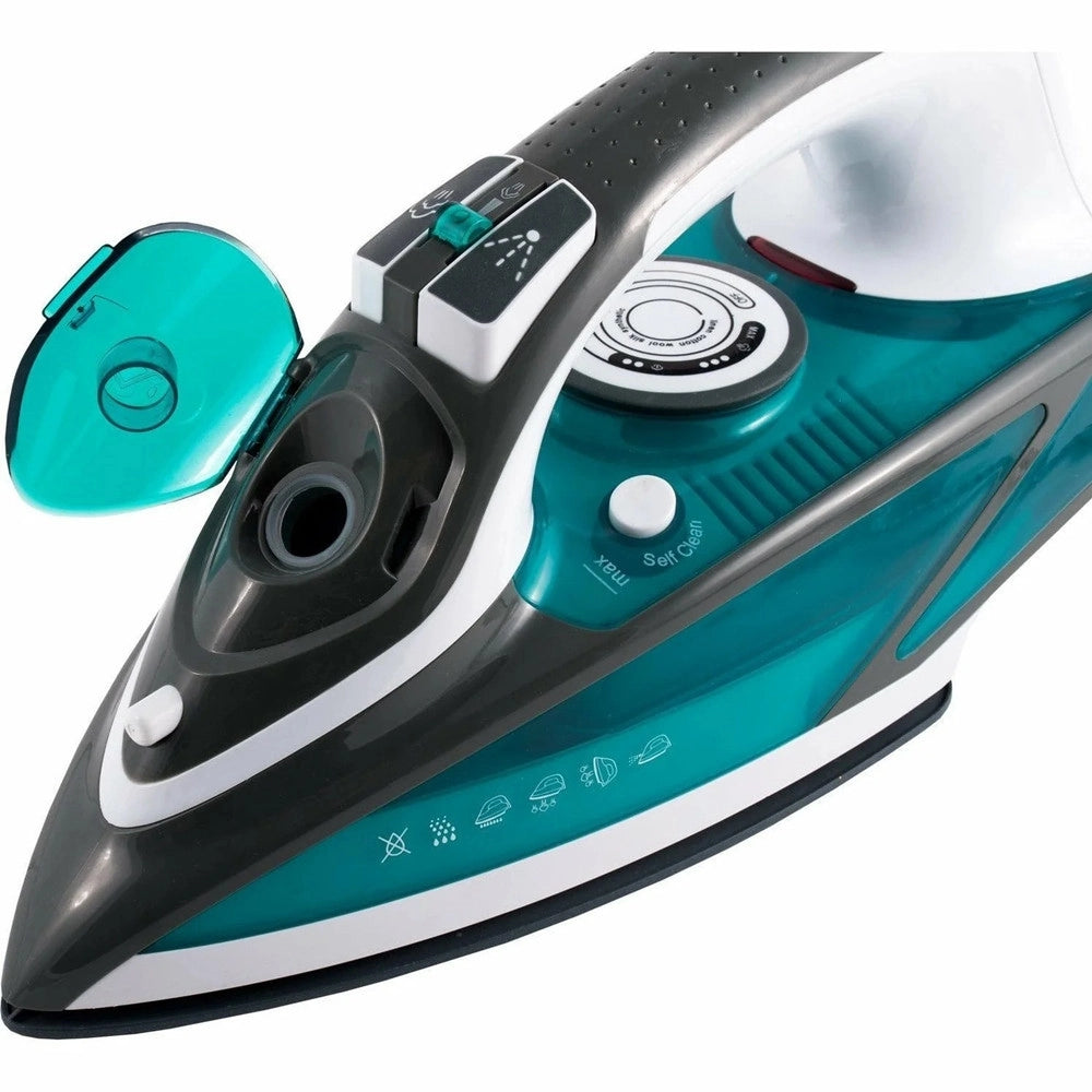 Trade Shop - Ferro Da Stiro A Vapore Con Piastra In Ceramica 2200w Serbatoio 450ml Manico Antiscivolo -