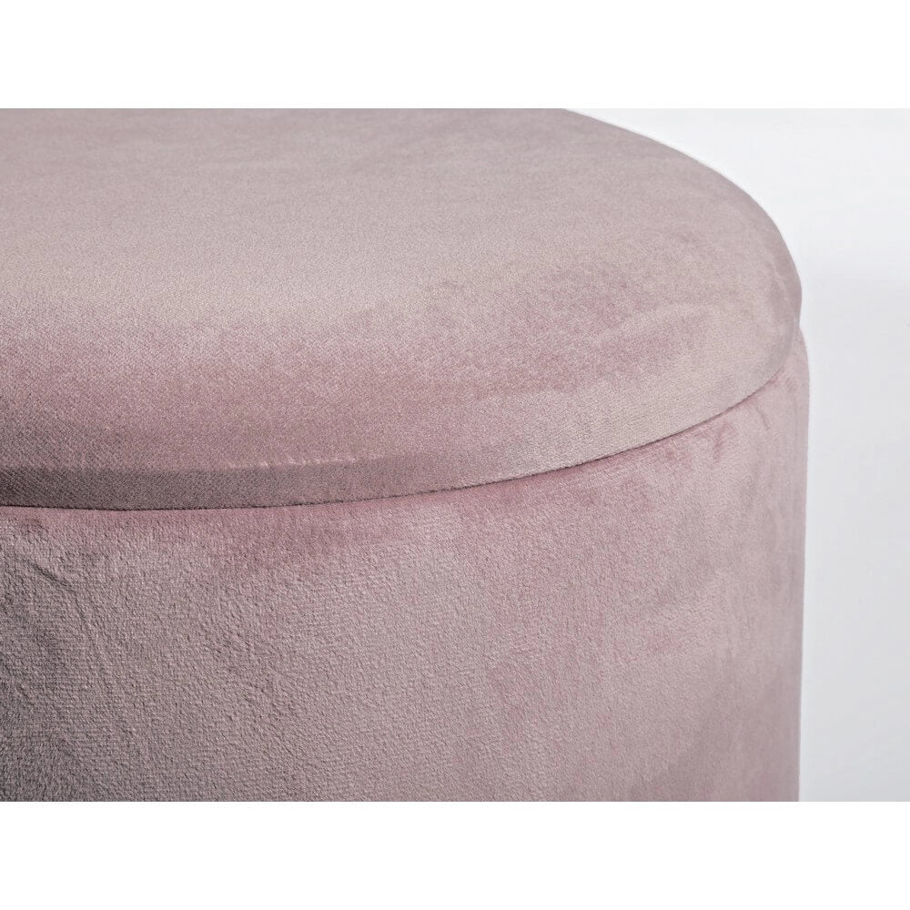 Sgabello Contenitore Rotondo in Velluto con Base Dorata - SERENA