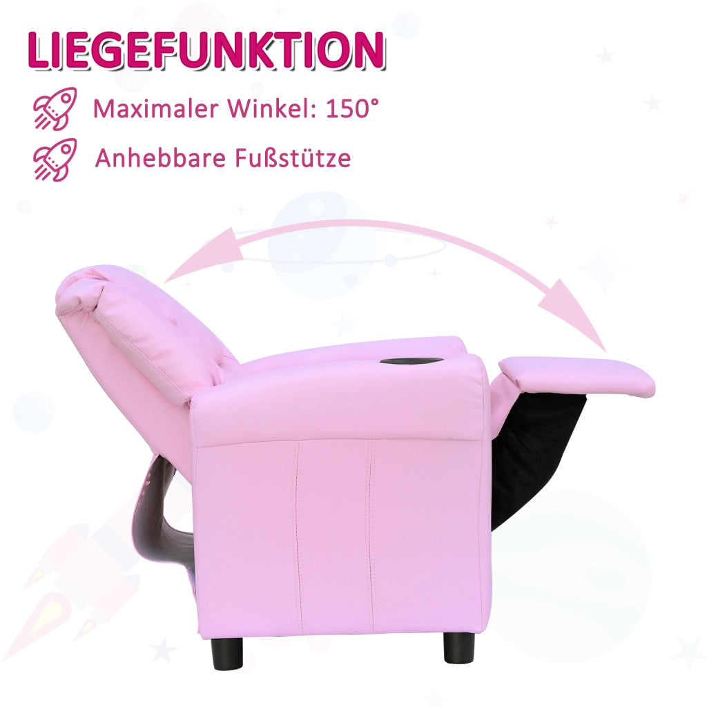 Divanetto per bambini ¨C zephmum ¨C rosa con braccioli e porta bevande