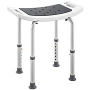 Sgabello da Doccia Altezza Regolabile 6 Livelli 39-52 cm in Lega di Alluminio e Plastica Antiscivolo Grigio