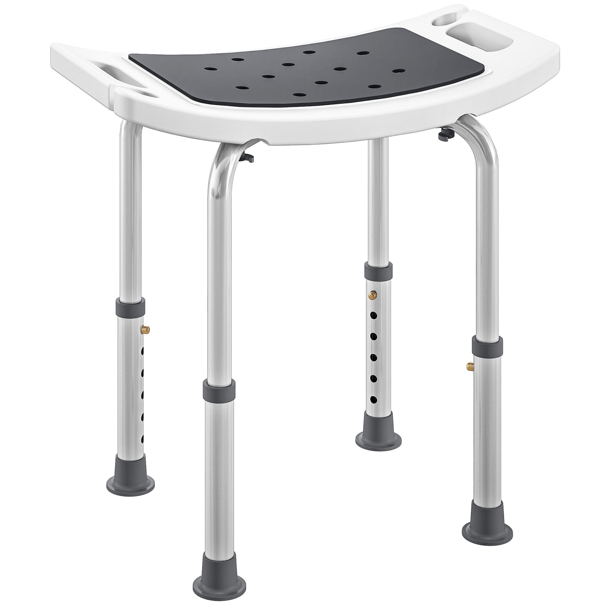 Sgabello da Doccia Altezza Regolabile 6 Livelli 39-52 cm in Lega di Alluminio e Plastica Antiscivolo Grigio