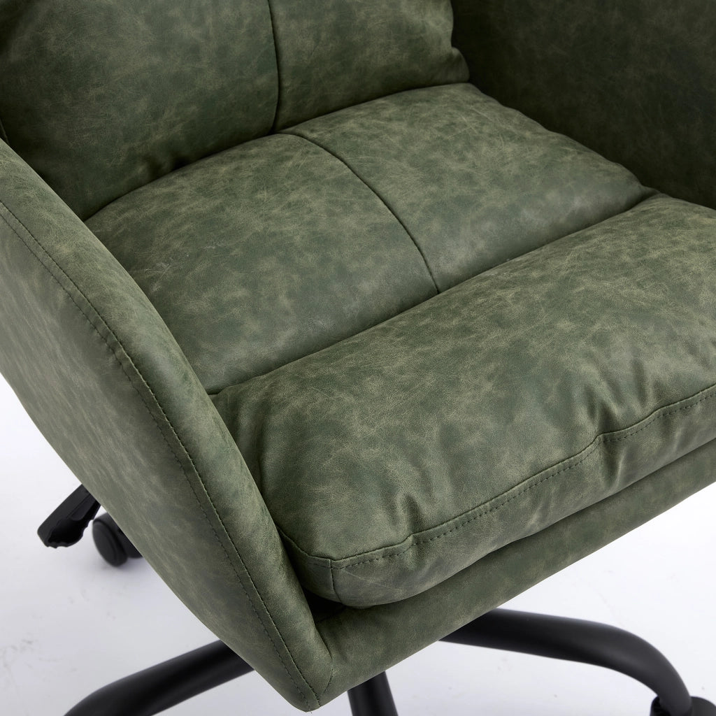 Sedia da ufficio ergonomica in PU con struttura in metallo e imbottitura confortevole per uso quotidiano verde