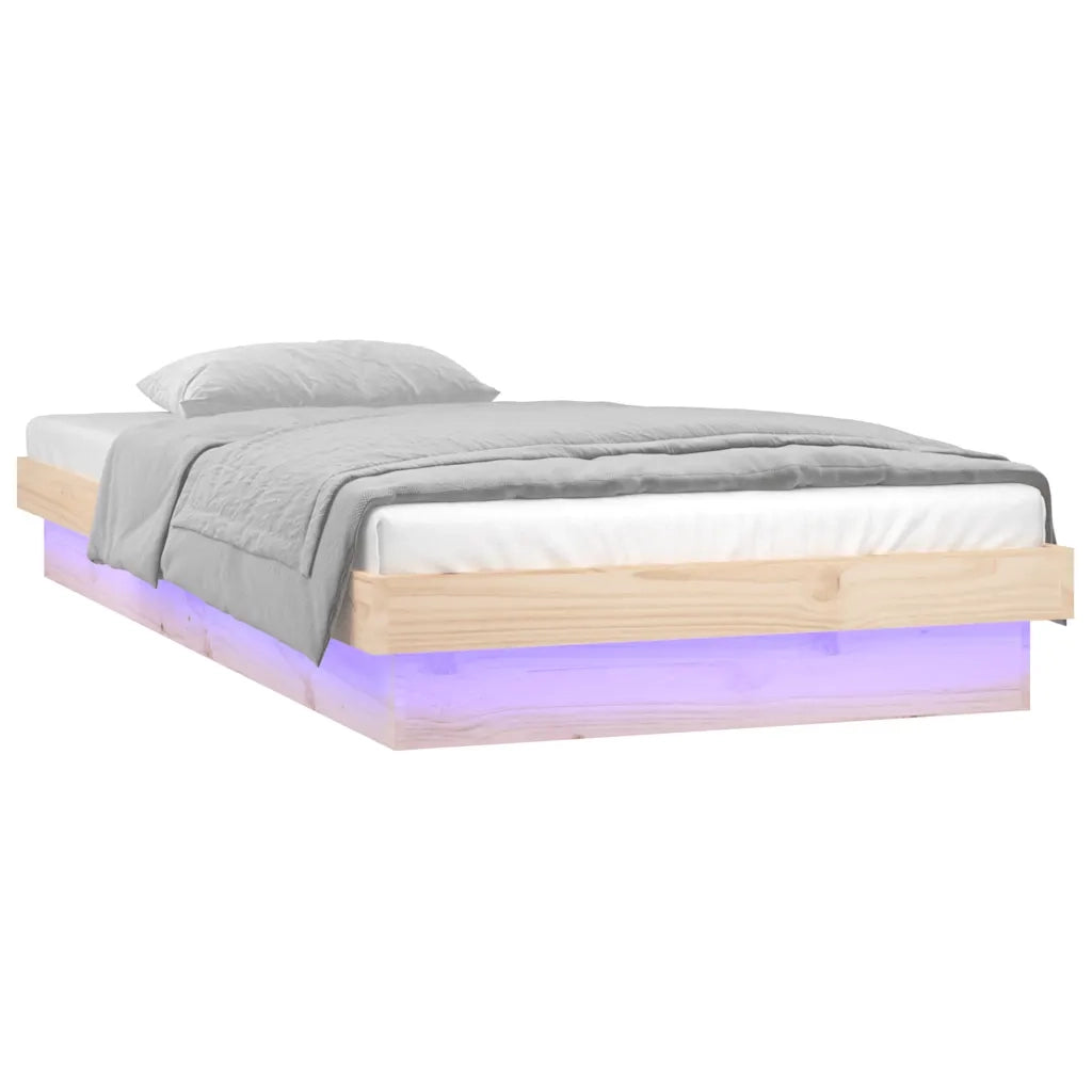 Giroletto con LED-Struttura Letto 90x190 cm Single in Legno Massello 752801