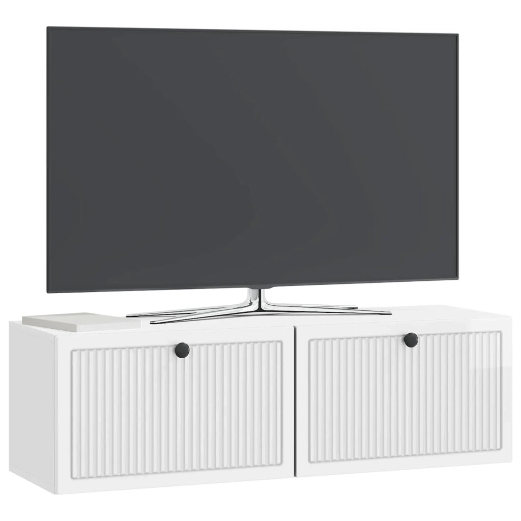 Mobile Porta TV da Muro Bianco Lucido 98 x 31 x 30 cm