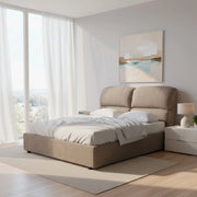 Letto matrimoniale contenitore Sofaback in tessuto tortora 178x222x120H