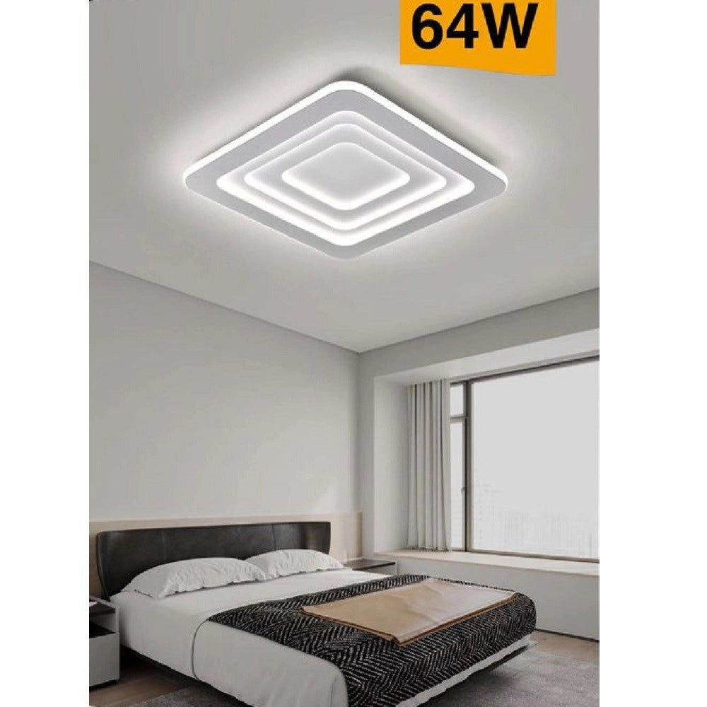 Trade Shop - Plafoniera C46 Effetto Quadrati Moderna Led 64w Lampada Soffitto Luce 3000k-6500k -