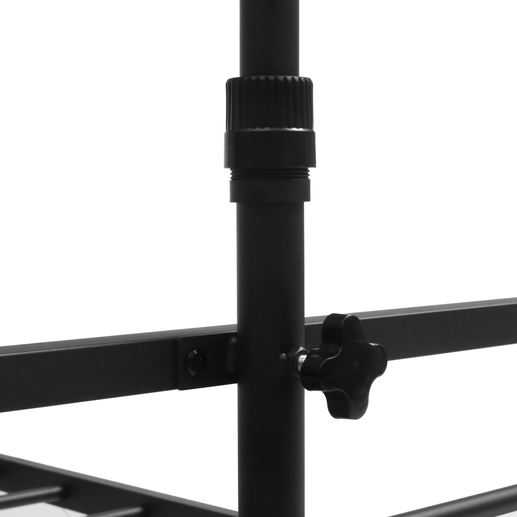 Letto per adulti in metallo nero con supporto monitor regolabile, luci LED e cestino, senza materasso