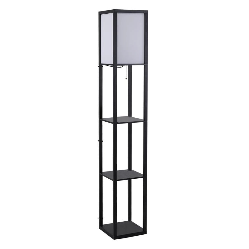 LAMPADA DA TERRA CON LIBRERIA 3 LIVELLI 26 X 26 X 160 CM NERO