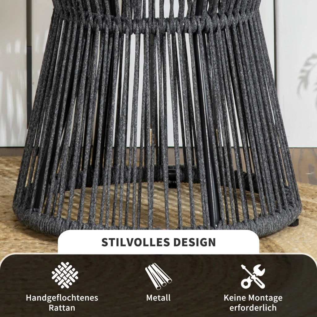 Tavolino da giardino in polyrattan ¨C zephmum ¨C 39x39x49 cm, nero + naturale