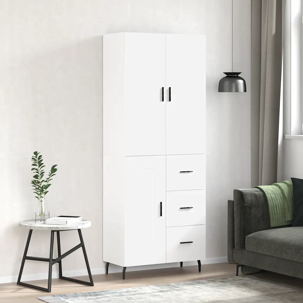 Credenza-Buffet-Armadio da cucina Bianca 69,5x34x180 cm in Legno Multistrato 221970