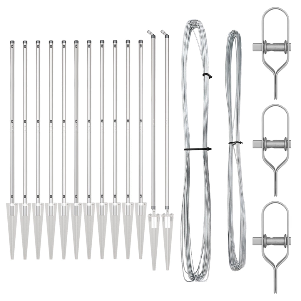 Pali per recinzione con punta 13 pcs Ã˜32 mm 180 cm Acciaio zincato