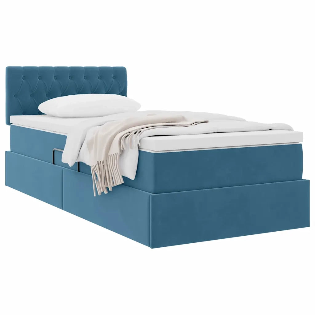 Letto con Contenitore Blu Scuro 100 x 200 cm Velluto