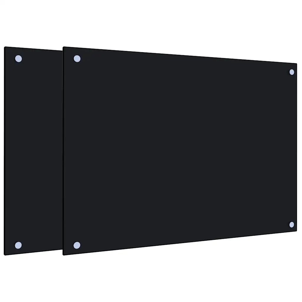 Paraschizzi per Cucina 2 pz Neri 70x50 cm in Vetro Temperato 3315796