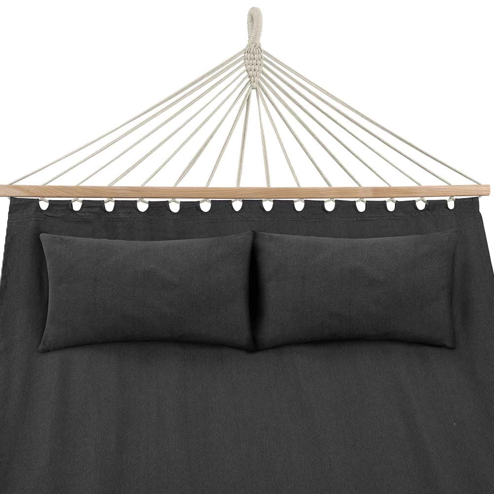 Amaca Giardino e Campeggio 2Posti Legno e Tessuto Pieghevole 345x150cm Antracite