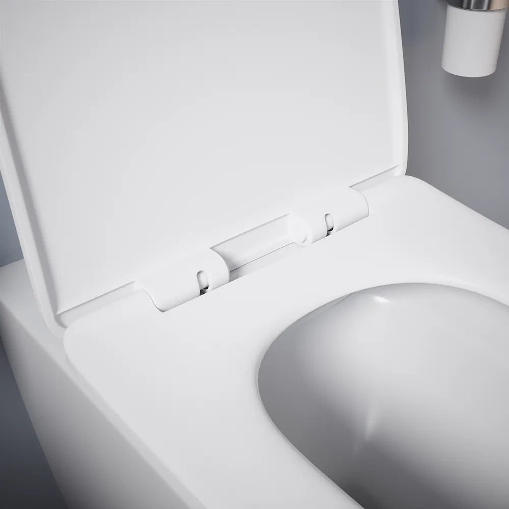 Sanitari filomuro in ceramica bianco lucido vaso rimless sedile soft-close e bidet | Kyoto