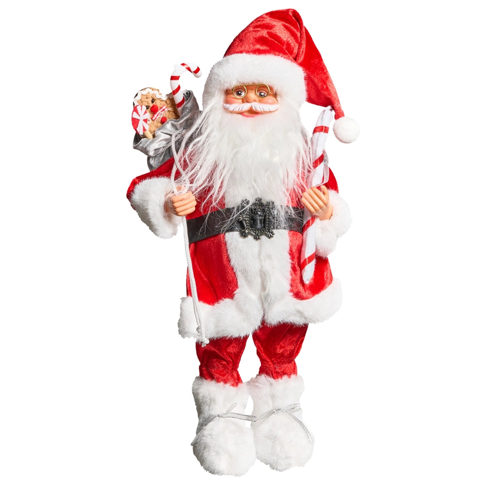 Figurina decorativa in tessuto rosso e materiale sintetico Babbo Natale Figura di Natale Ornamento di Natale