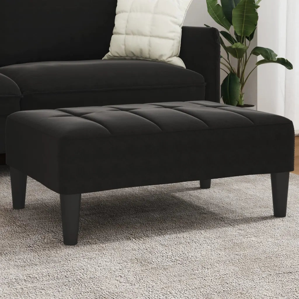 Poggiapiedi Nero 77x55x31 cm in Velluto