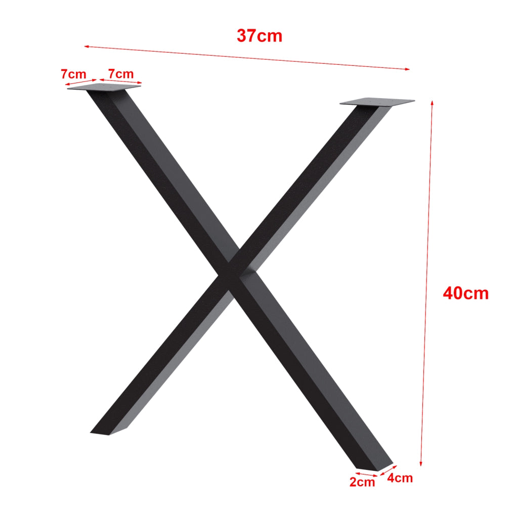 Set di 2 Gambe DIY 'Høng' 2 Gambe per Mobili 'Fai da te' a Forma di X (AxL) 40 x 37 cm - Nero, opaco [en.casa]