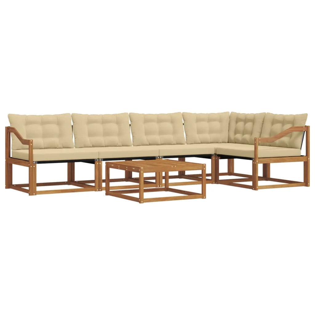 Set di divani da esterno con cuscino 6 pcs Naturale e Beige