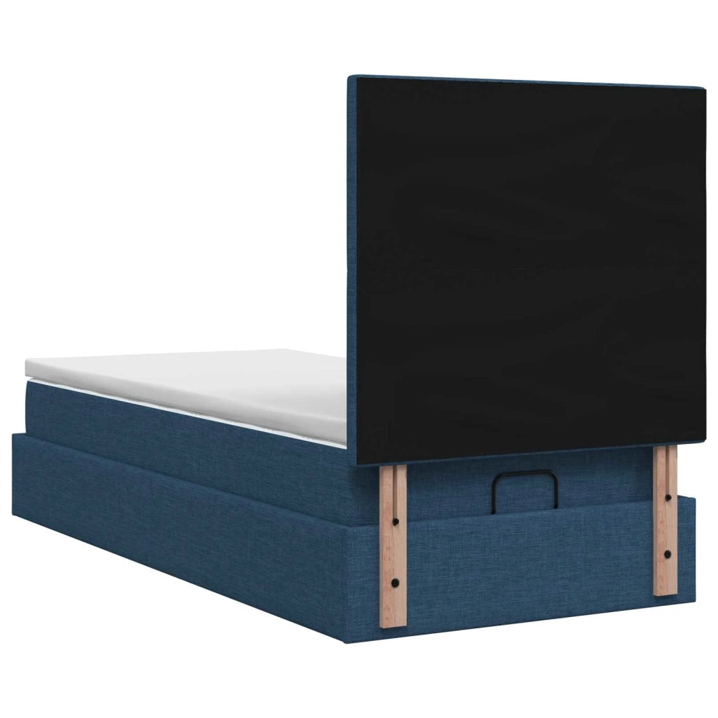 Letto Ottomano con Materasso e LED Blu 90 x 200 cm Tessuto 3458130
