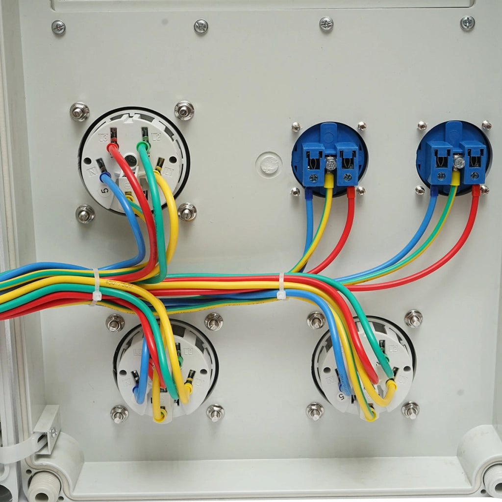 Pannello gruppo prese organizzazione cantiere 2x230V/16A, 3x400V/32A, 12 moduli 460x270x160mm IP44/IP67 SUNTREE