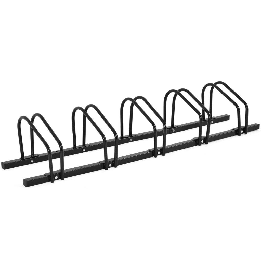 Rastrelliera in telaio d'acciaio per biciclette, Portabiciclette parcheggio per 5 bici Nero-Ciclismo