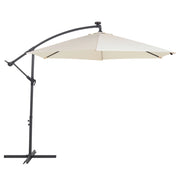 Ombrellone a sbalzo da giardino Parasole in poliestere beige con luce LED ø 285 cm Palo in alluminio Meccanismo a manovella da esterno