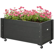Fioriera da Giardino con Foro di Drenaggio e Rotelle 89x48x47 cm in Legno di Abete Nera