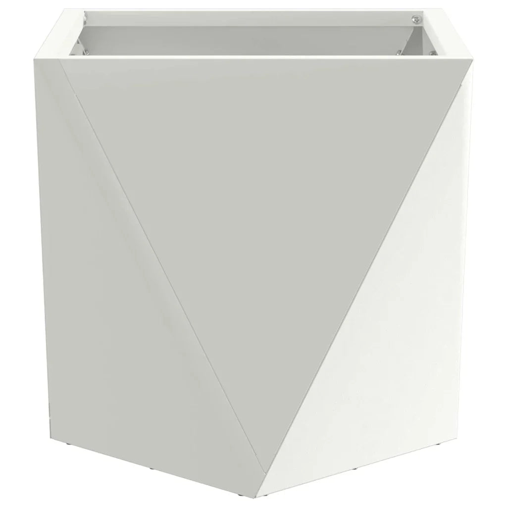 Fioriera moderna per piante da esterno 30 x 30 x 30 cm pratica stile minimalista acciaio bianco 02_0053050