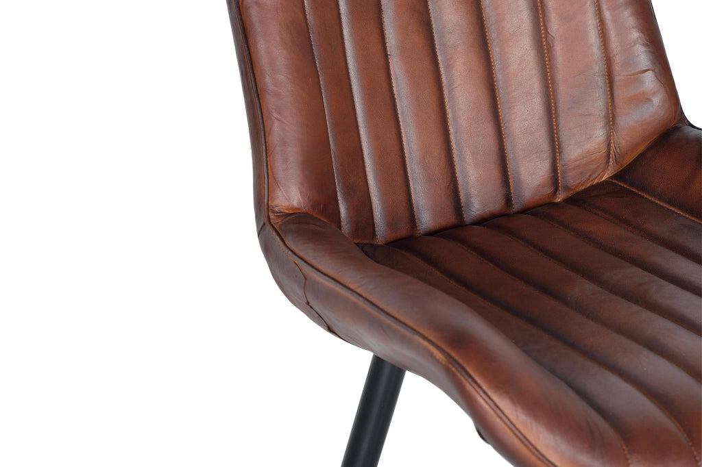 Set di 2 sedie stile industriale in cuoio marrone