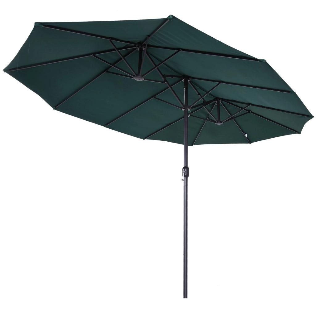 EasyComfort Ombrellone da Giardino Doppio con Apertura a Manovella, in Acciaio e Poliestere, 455x265x238cm, Verde Scuro