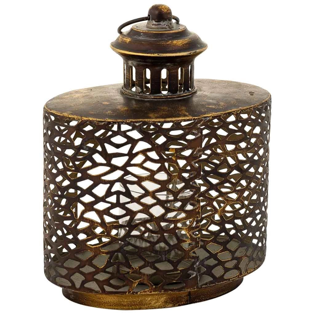 Portacandele in metallo marrone 21,5x13,5x26h cm